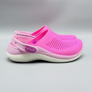 Crocs Shoes Kids Girl 2 Pink LiteRide Clog Slip On Foam Water Casual Comfort